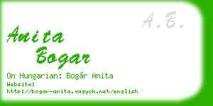anita bogar business card