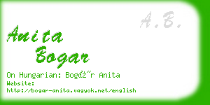 anita bogar business card